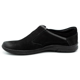 KOMODO Chaussures à enfiler en cuir noir pour hommes 860K 1