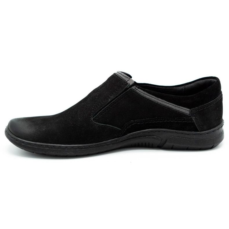 KOMODO Chaussures à enfiler en cuir noir pour hommes 860K 1