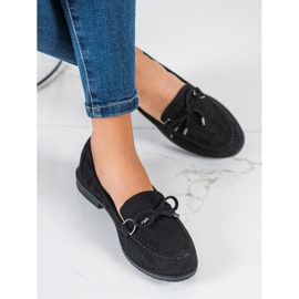 SHELOVET Mocassins En Daim Avec Nœud le noir 2