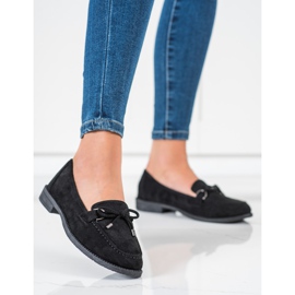 SHELOVET Mocassins En Daim Avec Nœud le noir 3