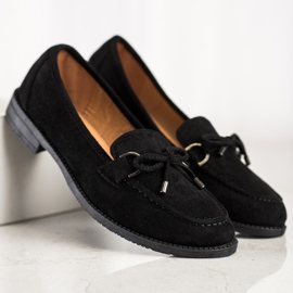 SHELOVET Mocassins En Daim Avec Nœud le noir 4