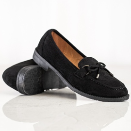 SHELOVET Mocassins En Daim Avec Nœud le noir 5