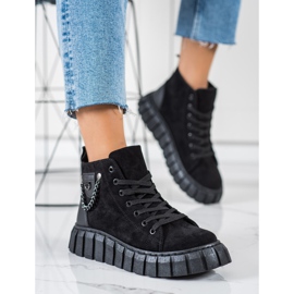 Seastar Baskets en daim avec une chaîne le noir 4