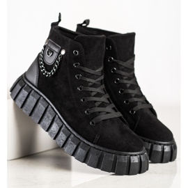 Seastar Baskets en daim avec une chaîne le noir 3