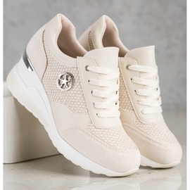 SHELOVET Baskets compensées légères beige 2