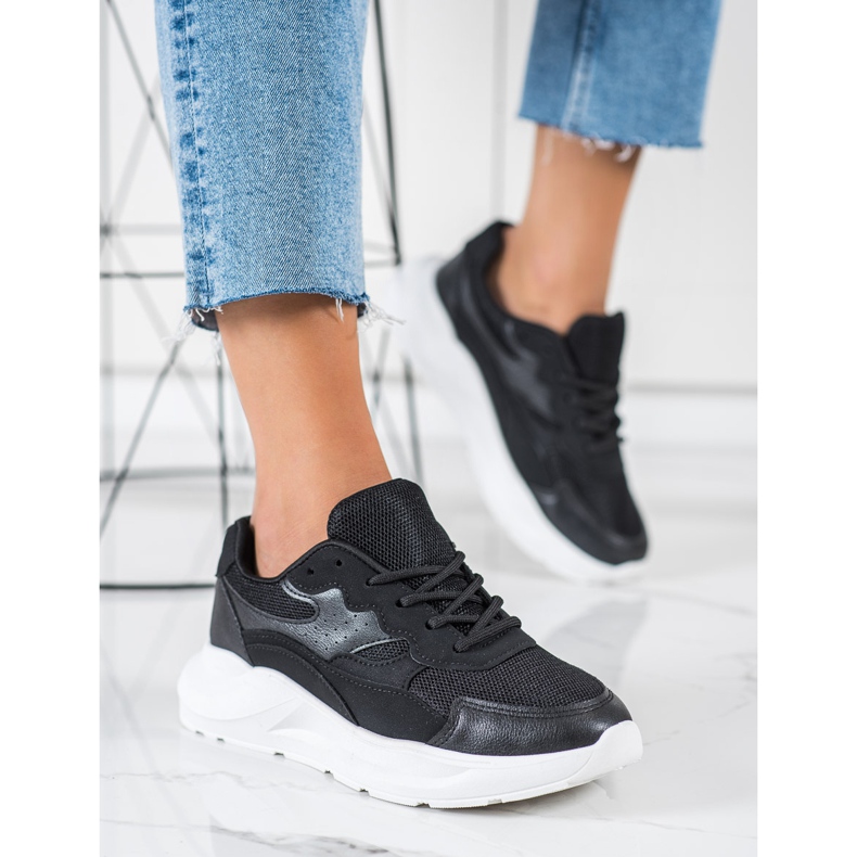 SHELOVET Baskets noires décontractées le noir 2