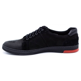 KOMODO Chaussures décontractées en cuir pour hommes noires 884K 1