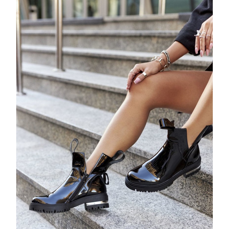 PS1 Boots Laquées Avec Découpes Femme Noir Melbourne 2