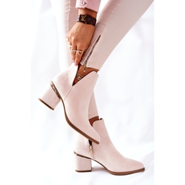 PS1 Bottines Femme En Daim Avec Découpes Beige Noel 4