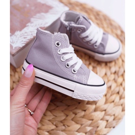 FRROCK Baskets Classiques Enfant Hautes Avec Fermeture à Glissière Gris Filemon 2