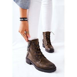 Vinceza Bottes de travail kaki Goorey pour femmes vert 1