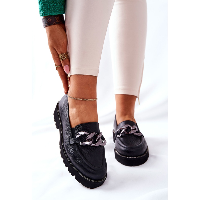 Nicole Mocassins Femme Cuir Noir Sthonto le noir 1