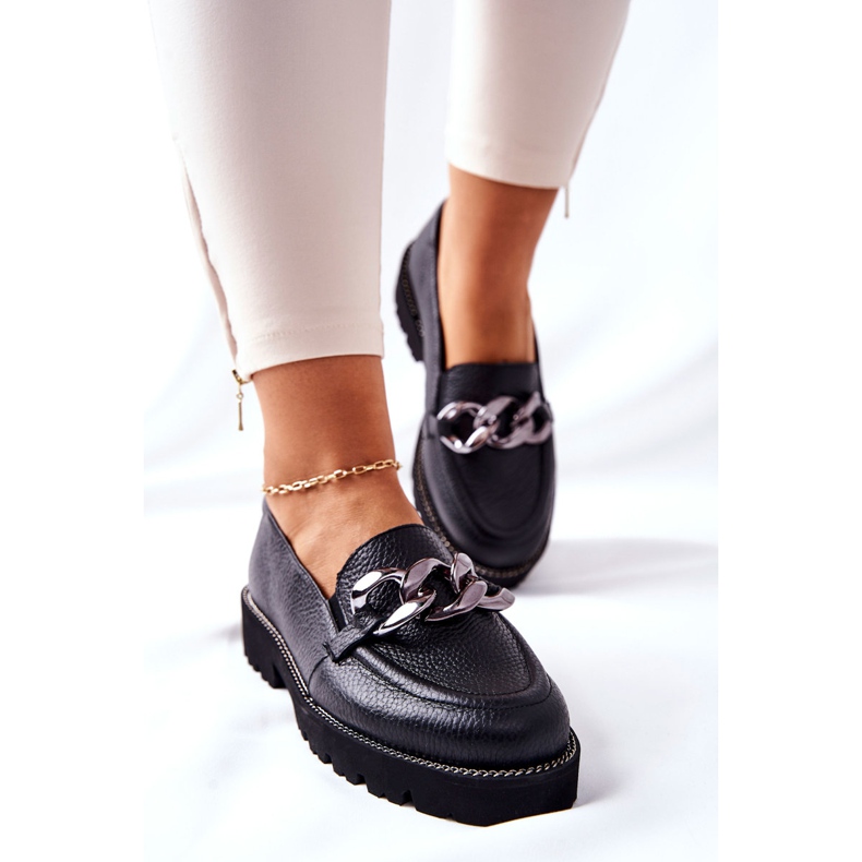 Nicole Mocassins Femme Cuir Noir Sthonto le noir 2