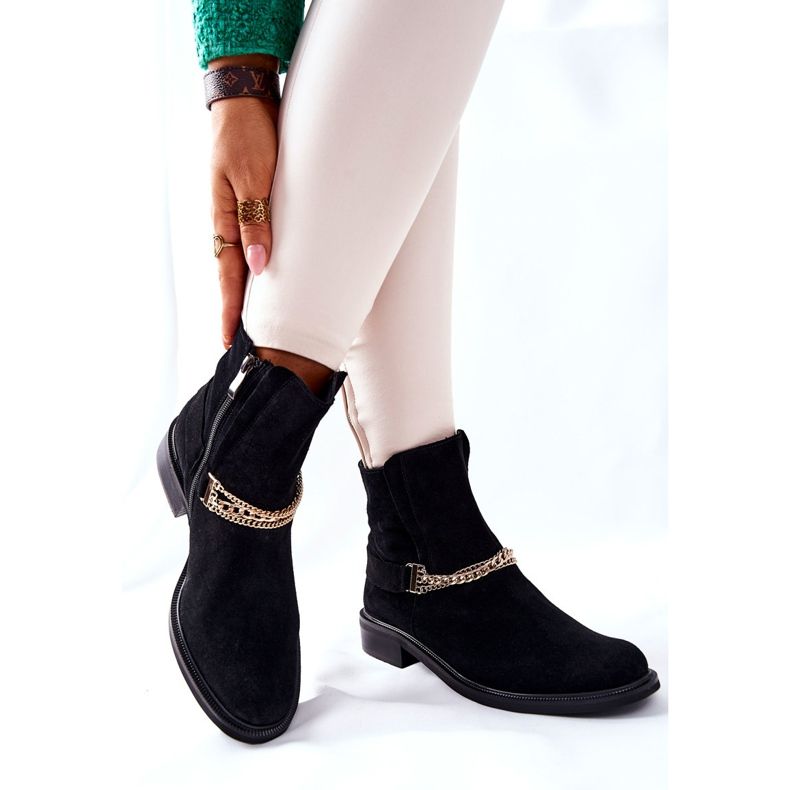 Bottes en cuir pour femmes Nicole Black Dome noir 2