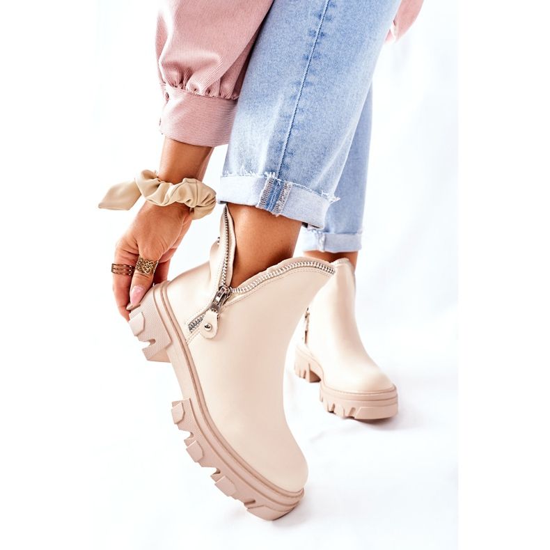 FI1 Bottines Femme Avec Découpes Beige Rhythm 1