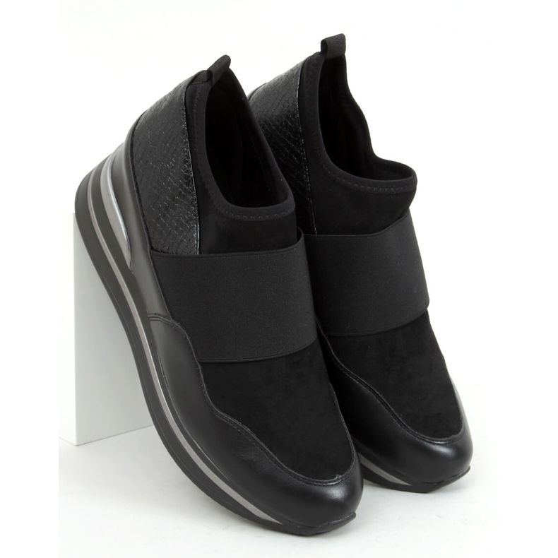 Noir RQ302 Chaussures de sport compensées noires 1