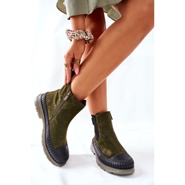Bottines Femme Bottines Chelsea Cuir Daim Big Star II274355 Kaki vert 3