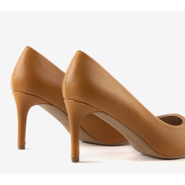 Escarpins camel classiques sur un talon Isla brun 2