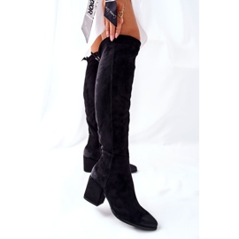 Vinceza Bottes à talons pour femmes en daim noir Corrig 1