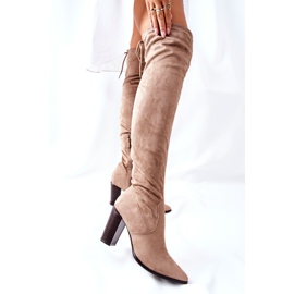 Vinceza Bottines Femme Talon Daim Beige Monleek 4