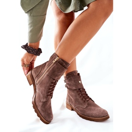 Bottines Cuir Velours Femme Nicole 2682 Marron brun 2