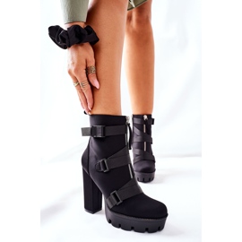 FB3 Bottes En Velours Pour Femmes Sur Un Talon Noir Dépêchez-vous 1