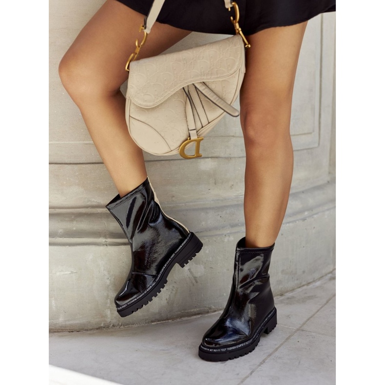 S.Barski Boots Chaudes Laquées Noires Femme Merellien le noir 1