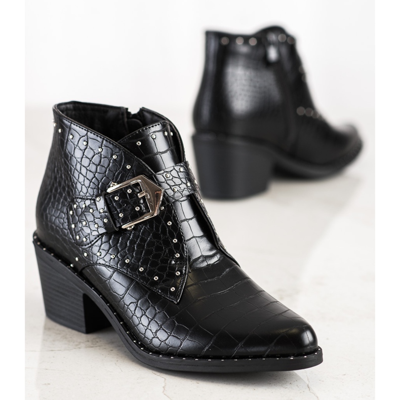 Lucky Shoes Bottes élégantes avec des décorations noir 1