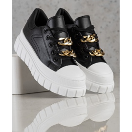 SHELOVET Baskets avec chaîne de mode le noir 1