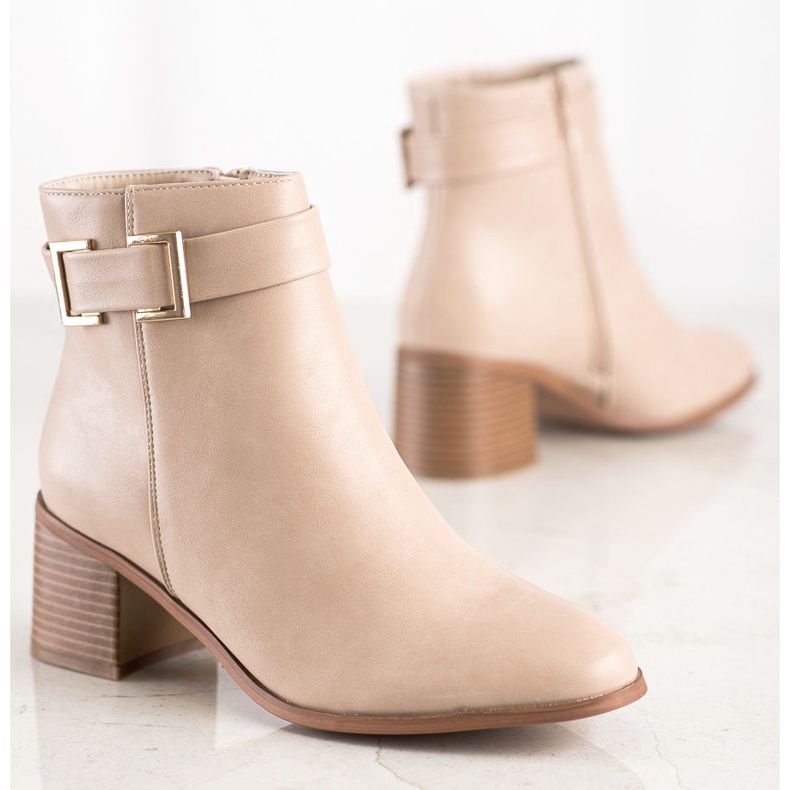 Seastar Bottes élégantes en éco-cuir beige 1