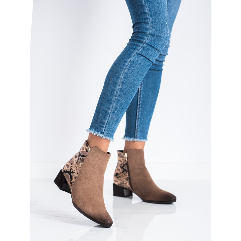 Bottines avec empiècement imprimé serpent VINCEZA brun 2
