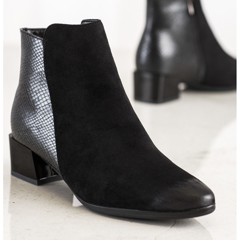 Bottines avec empiècement imprimé serpent VINCEZA noir 1