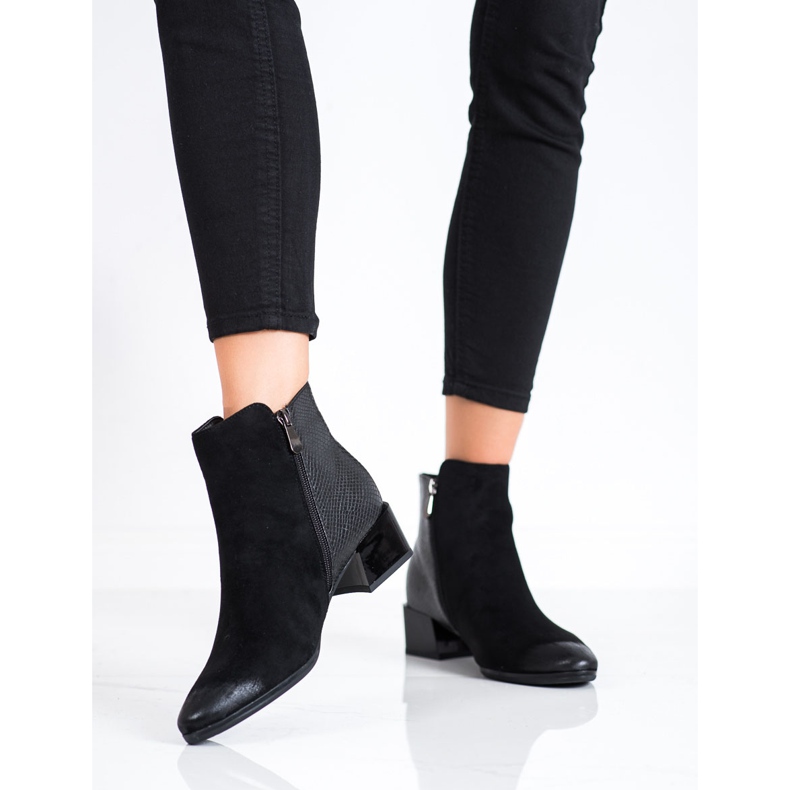 Bottines avec empiècement imprimé serpent VINCEZA noir 2