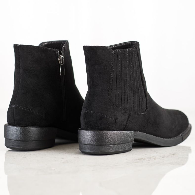 SHELOVET Bottines classiques à talon plat le noir 1