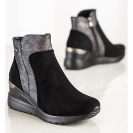 Bottes à la mode sur le coin VINCEZA noir argent gris 1