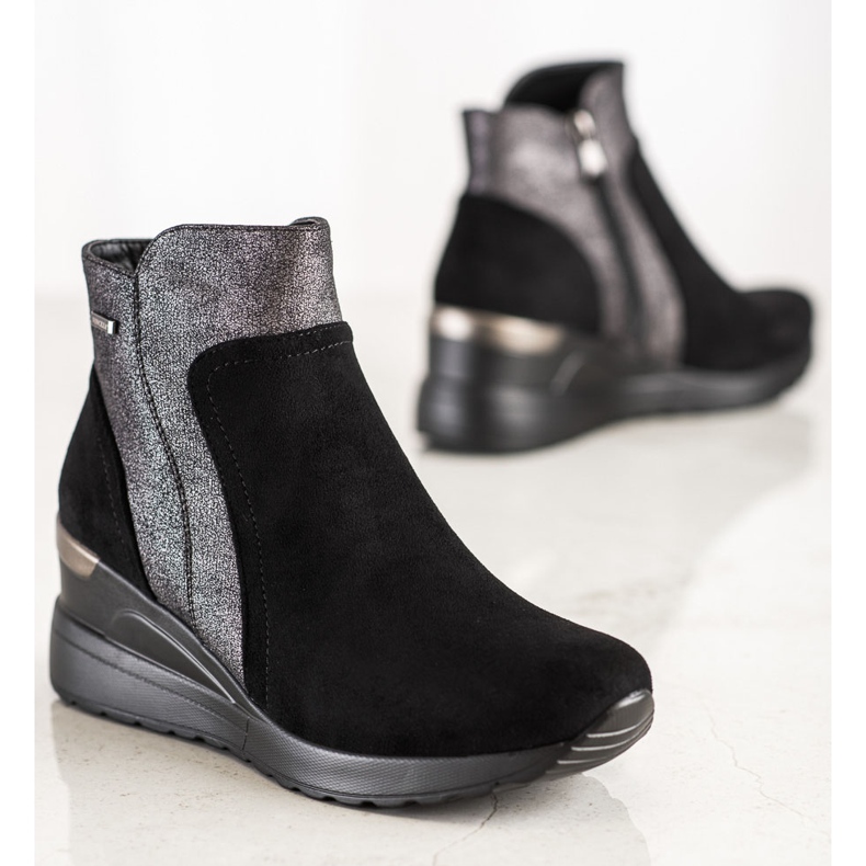 Bottes à la mode sur le coin VINCEZA noir argent gris 1