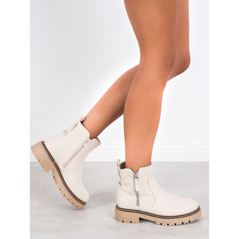 Evento Bottes confortables avec une fermeture éclair beige 2