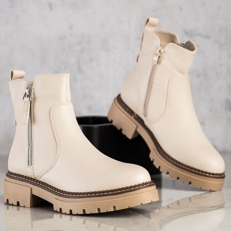 Evento Bottes confortables avec une fermeture éclair beige 1