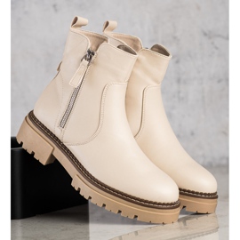 Evento Bottes confortables avec une fermeture éclair beige 4