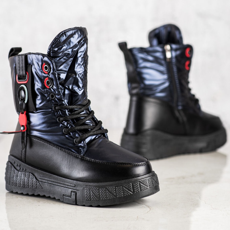 Seastar Bottes de neige chaudes sur la plate-forme le noir bleu marin 1