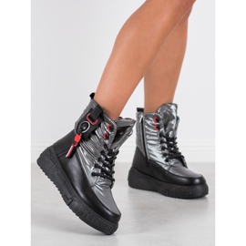 Seastar Bottes de neige chaudes sur la plate-forme le noir argent gris 1 Seastar Bottes de neige chaudes sur la plate-forme le noir argent gris 1