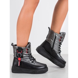 Seastar Bottes de neige chaudes sur la plate-forme le noir argent gris 2 Seastar Bottes de neige chaudes sur la plate-forme le noir argent gris 2