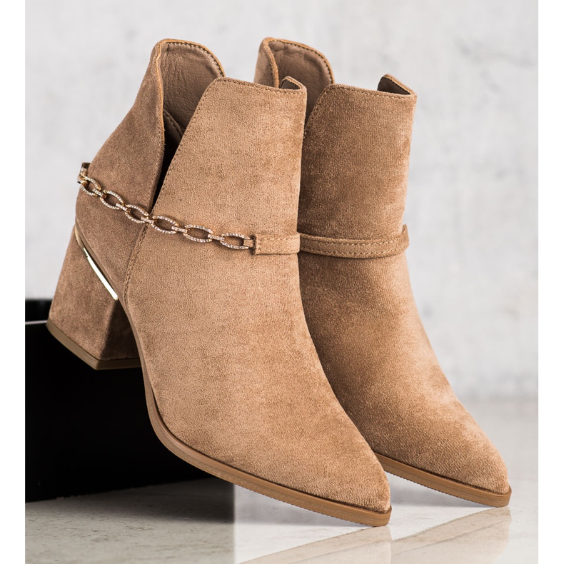 Seastar Bottes élégantes avec une chaîne beige brun 1