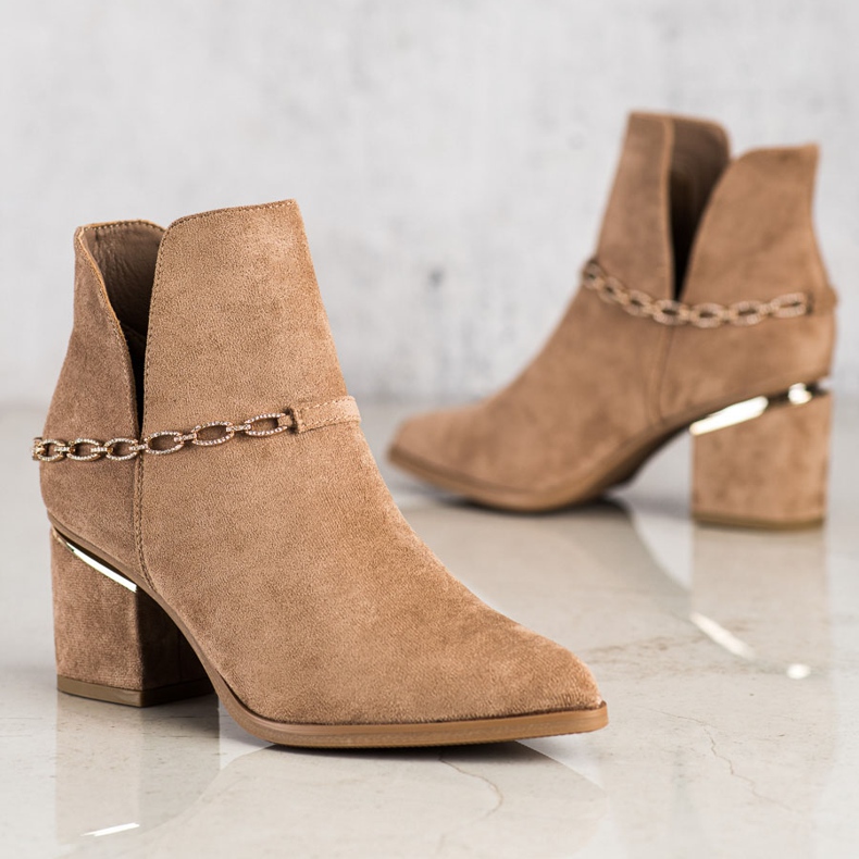 Seastar Bottes élégantes avec une chaîne beige brun 2