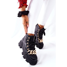 PS1 Bottes de Trappeur Chaudes Femme avec Chaîne Noir Labri le noir 6