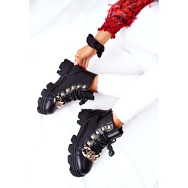 PS1 Bottes de Trappeur Chaudes Femme avec Chaîne Noir Labri le noir 10