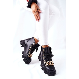 PS1 Bottes de Trappeur Chaudes Femme avec Chaîne Noir Labri le noir 7