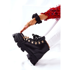 PS1 Bottes de Trappeur Chaudes Femme avec Chaîne Noir Labri le noir 9