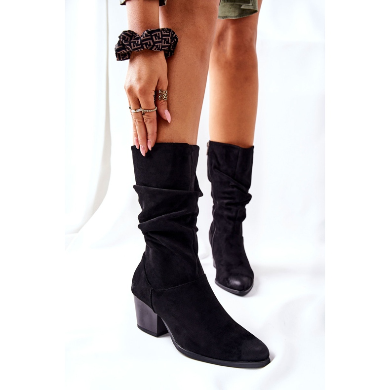 Vinceza Bottes Ranafast en daim noir pour femmes le noir 2