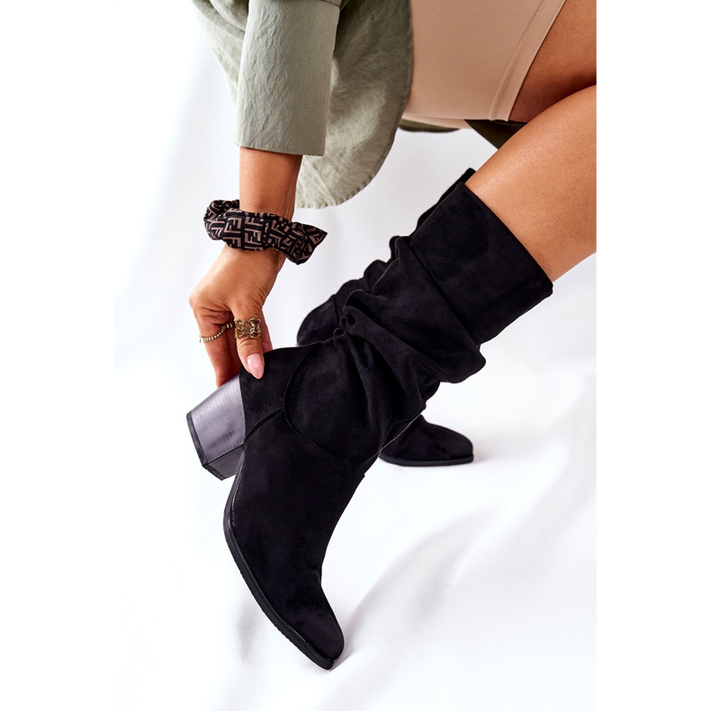 Vinceza Bottes Ranafast en daim noir pour femmes le noir 1